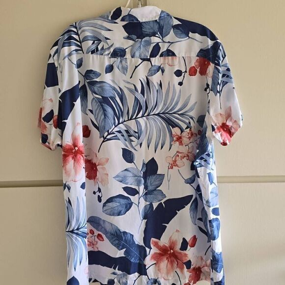 Marc Anthony luxury fabric white/blue/coral tropical print shirt, BWOT, XXL - Picture 4 of 7